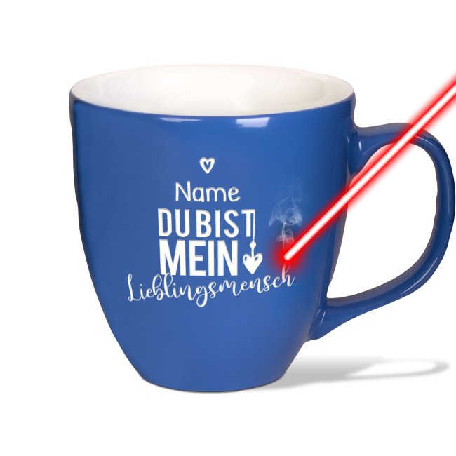 Tassendruck Hochglänzende Porzellantasse mit Gravur - XXL Jumbotasse - Lieblingsmensch - Glossy Effect