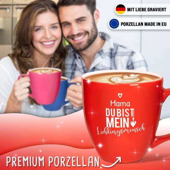 Tassendruck Hochglänzende Porzellantasse mit Gravur - XXL Jumbotasse - Lieblingsmensch - Glossy Effect Rabatt