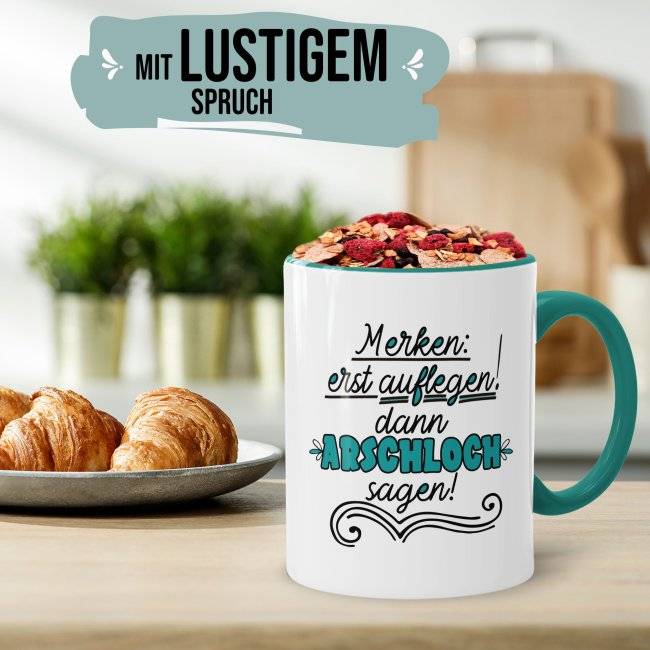 Tassendruck - Merke, erst auflegen Versandkostenfrei