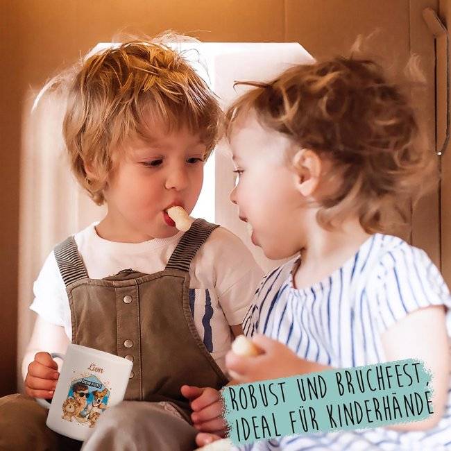 Tassendruck Plastiktasse mit Foto für Kinder - Löwe - mit Name personalisierbar - aus robustem Kunststoff Vatertagsangebot
