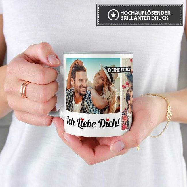 Tassendruck mit Fotocollage - Ich liebe Dich - für 4 Fotos Neuheiten