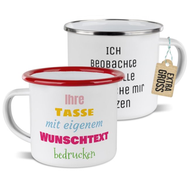 Tassendruck Emaille- mit Wunschtext - verschiedene Größen Bestseller