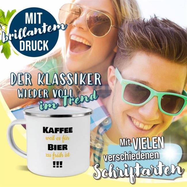 Tassendruck Emaille- mit Wunschtext - verschiedene Größen Bestseller