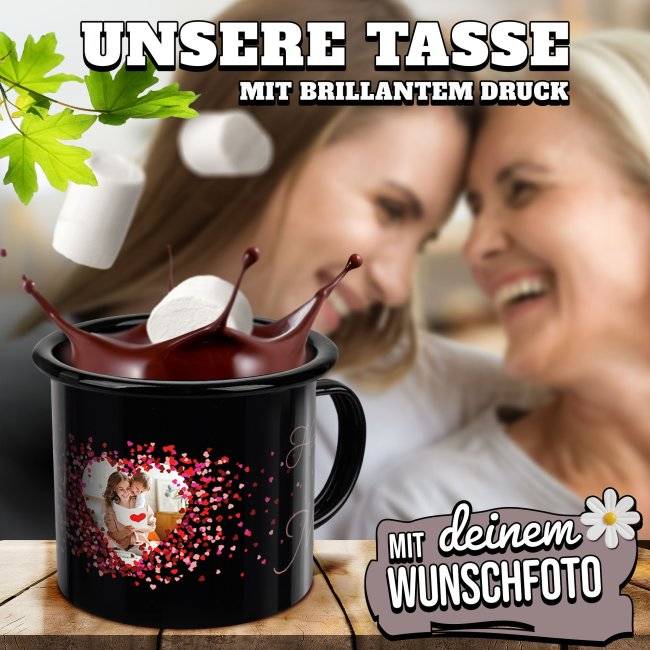 Tassendruck Schwarze Emaille- für Mama - Danke für alles - mit Foto gestalten Bis zu 50% Rabatt