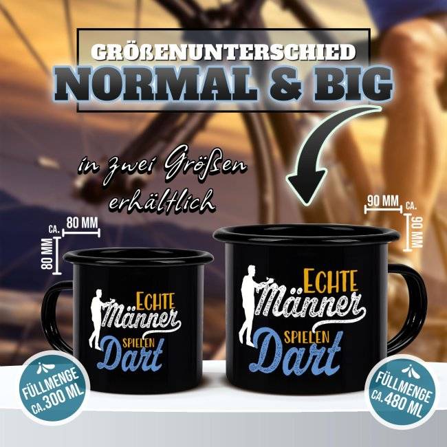 Tassendruck Schwarze Emaille- mit Spruch - Echte Männer spielen Dart Riesige Rabatte