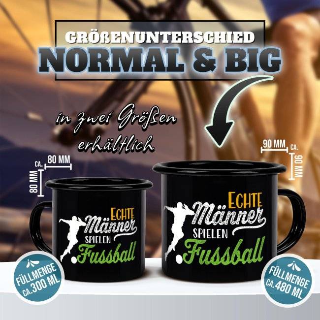 Tassendruck Schwarze Emaille- mit Spruch - Echte Männer spielen Fußball Clearance-Verkauf
