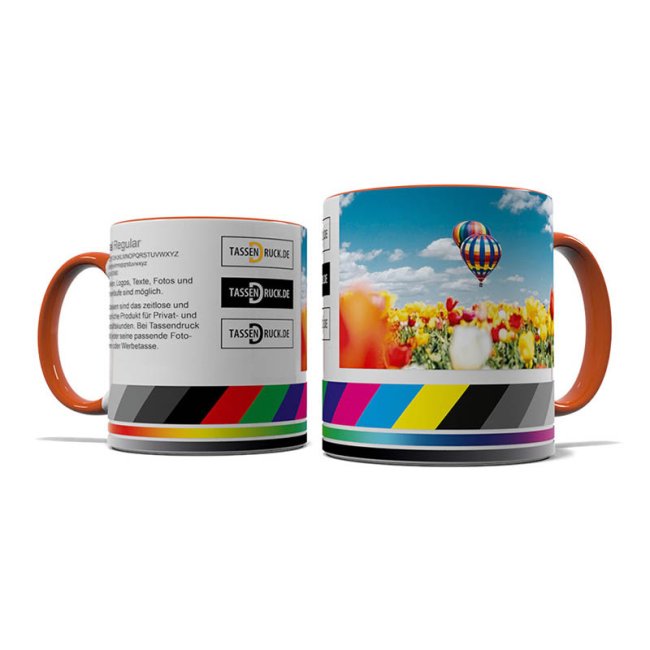 Tassendruck Panoramatasse innen/Henkel orange Outlet