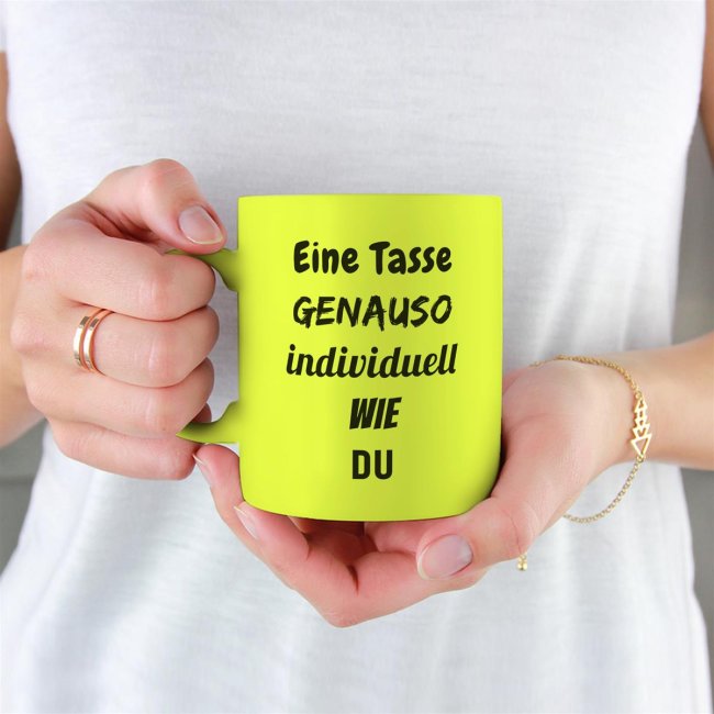 Tassendruck Fototasse NEON Gelb Günstiger Verkauf