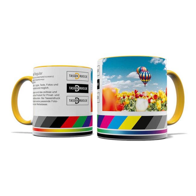 Tassendruck Panoramatasse Rand/Henkel gelb Fabrik Onlineshop