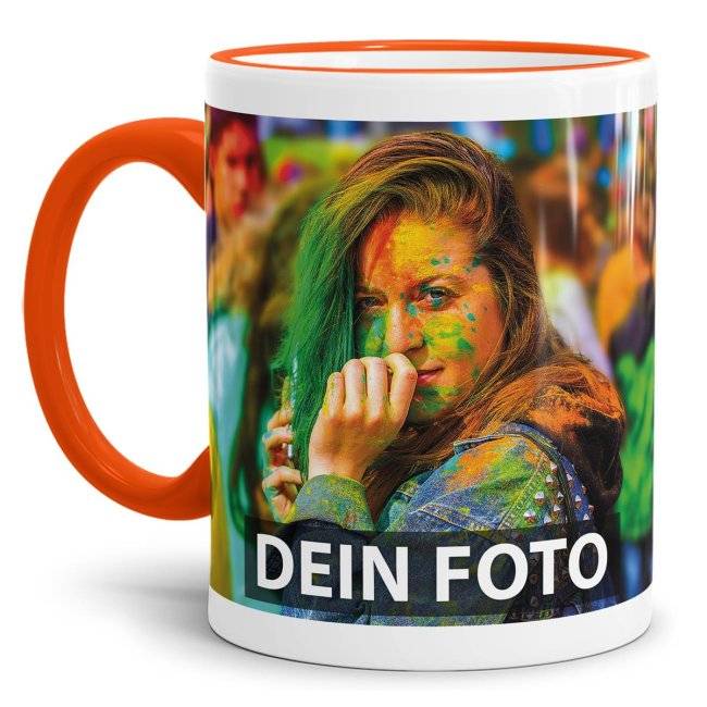 Tassendruck Fototasse Rand/Henkel orange