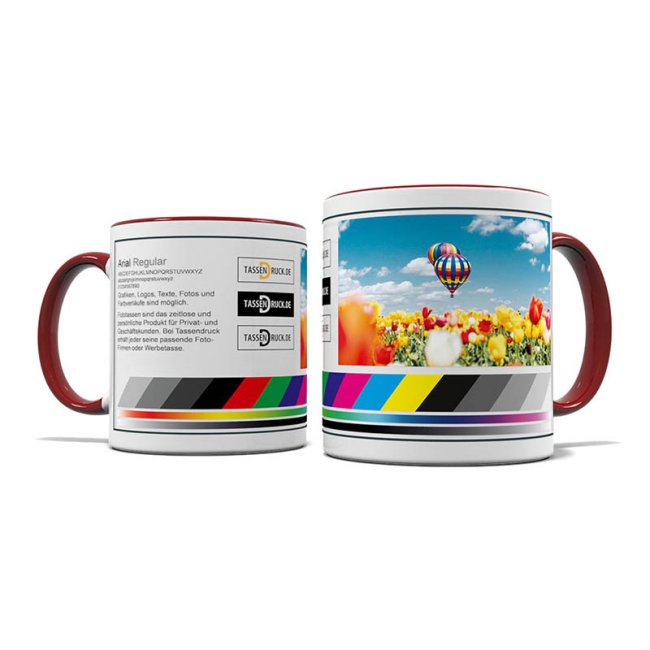 Tassendruck Fototasse Rand/Henkel weinrot Sonderangebot