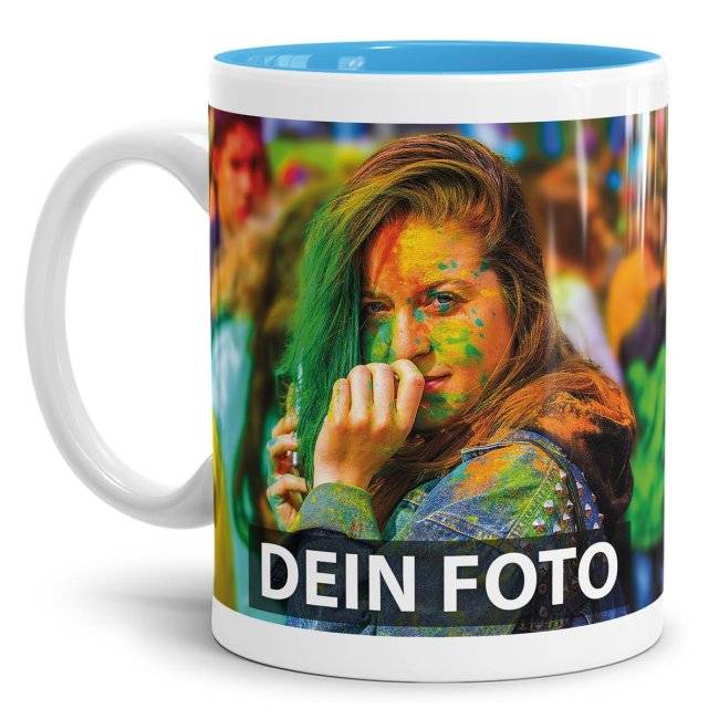 Tassendruck Fototasse innen hellblau