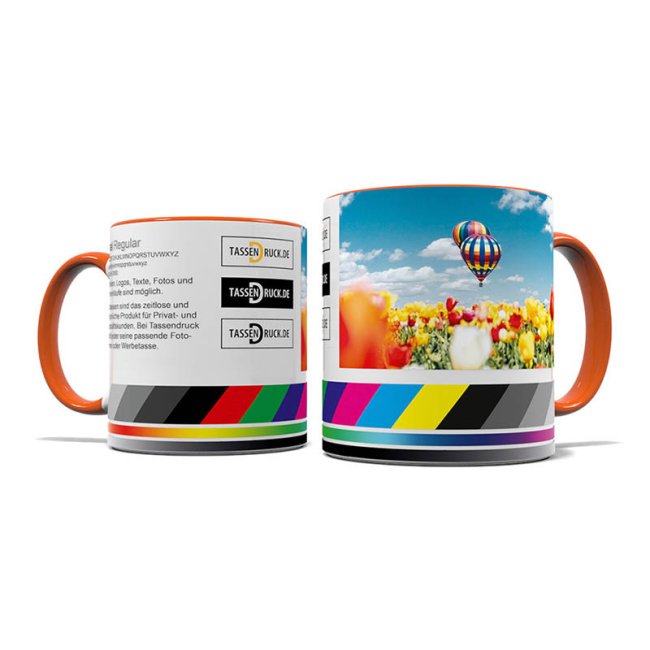 Tassendruck Panoramatasse Rand/Henkel orange Weihnachtsangebot