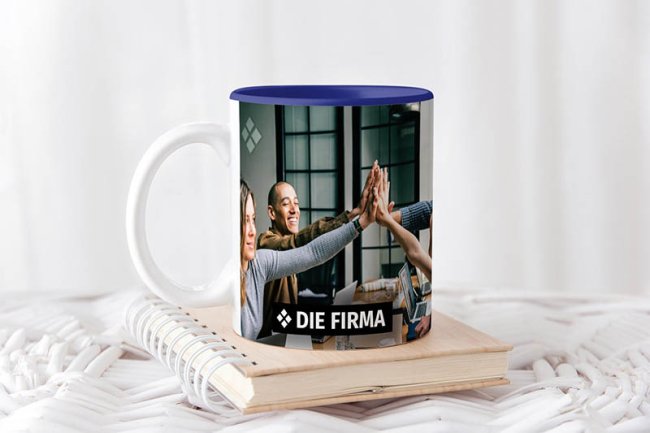 Tassendruck Panoramatasse innen dunkelblau Osterangebot