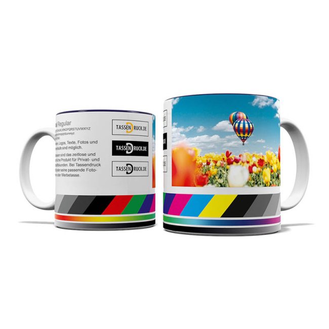 Tassendruck Panoramatasse innen dunkelblau Osterangebot