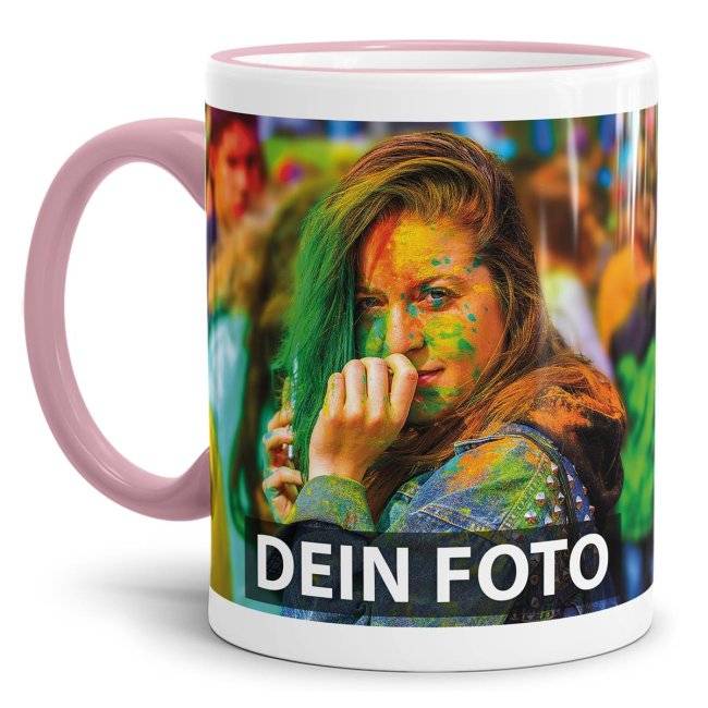 Tassendruck Fototasse Rand/Henkel rosa