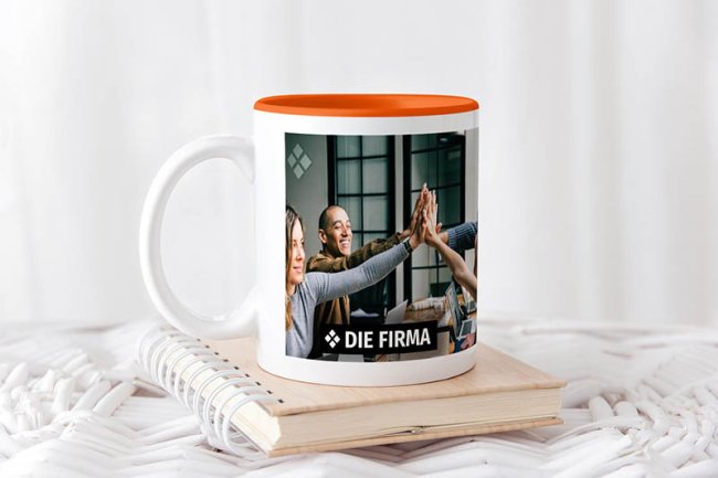 Tassendruck Fototasse innen orange Lagerräumung