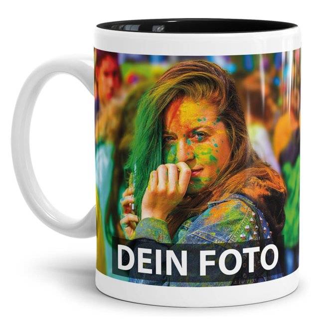 Tassendruck Fototasse innen schwarz