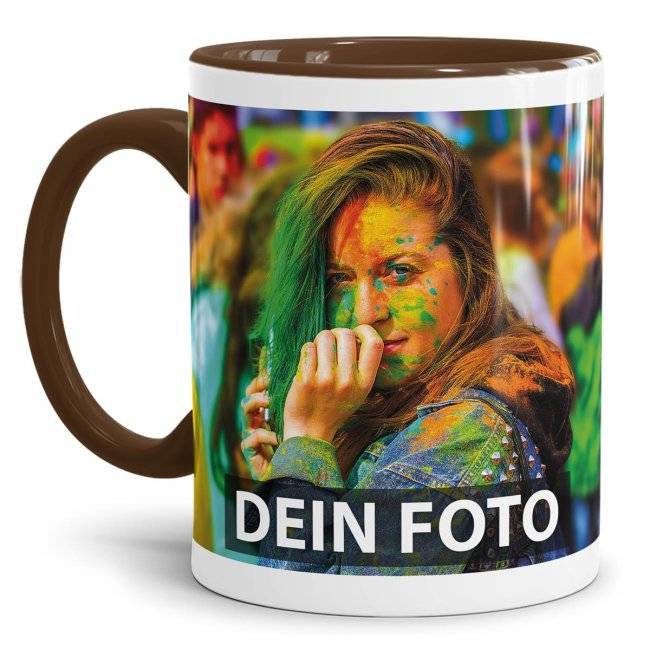 Tassendruck Fototasse innen/Henkel braun