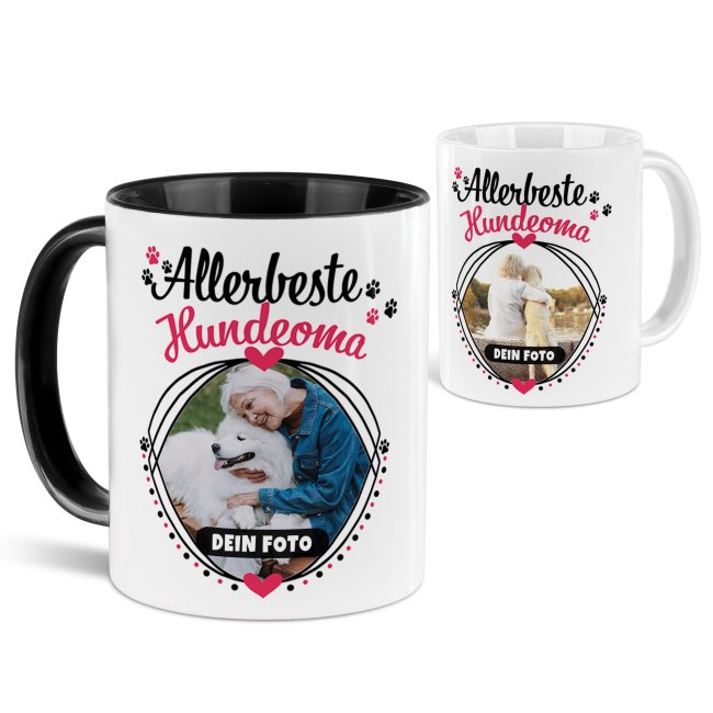 Tassendruck mit Spruch - Allerbeste Hundeoma - mit Foto gestalten