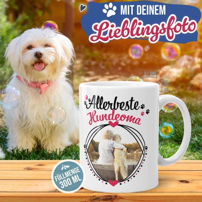 Tassendruck mit Spruch - Allerbeste Hundeoma - mit Foto gestalten Sonderangebote