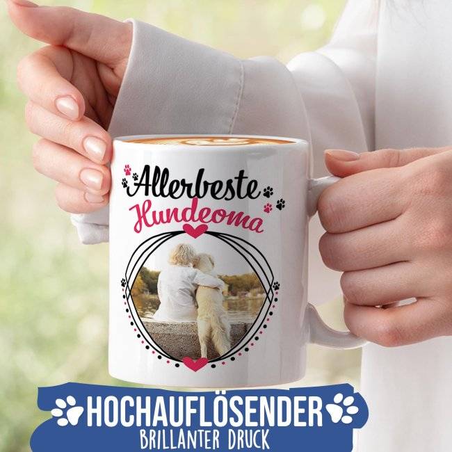 Tassendruck mit Spruch - Allerbeste Hundeoma - mit Foto gestalten Sonderangebote