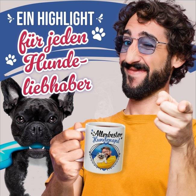 Tassendruck mit Spruch - Allerbester Hundepapa - mit Foto gestalten Riesige Ersparnisse