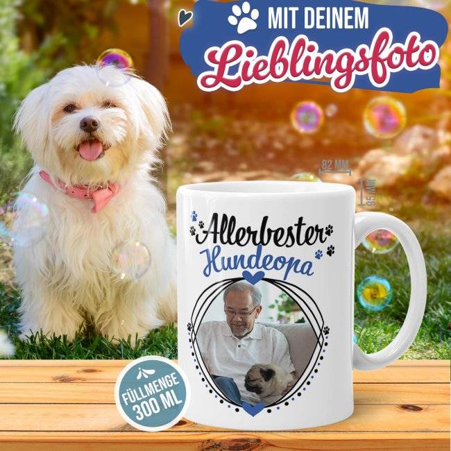 Tassendruck mit Spruch - Allerbester Hundeopa - mit Foto gestalten VIP-Rabatte