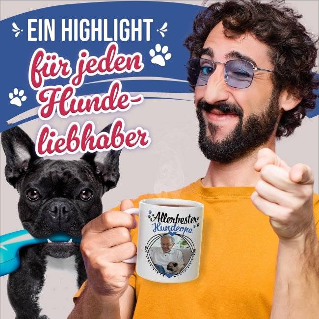 Tassendruck mit Spruch - Allerbester Hundeopa - mit Foto gestalten VIP-Rabatte