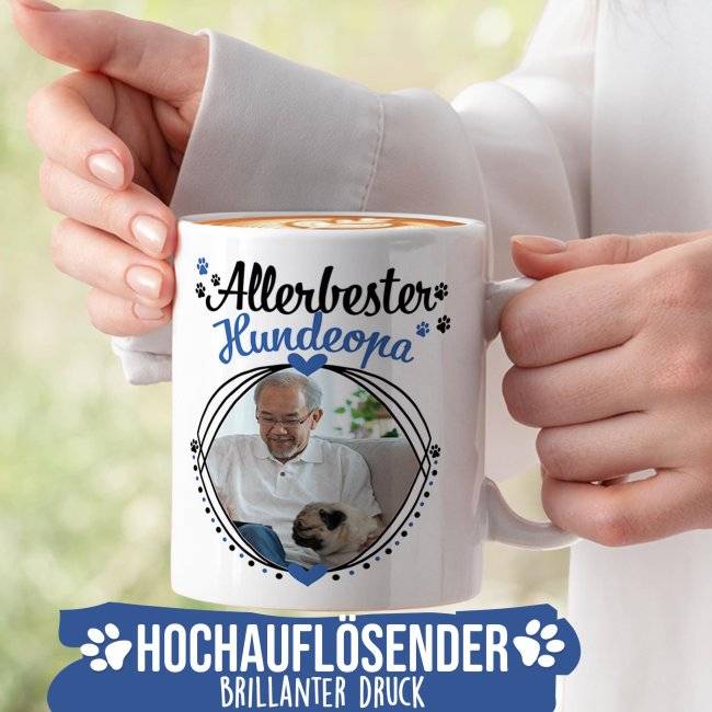 Tassendruck mit Spruch - Allerbester Hundeopa - mit Foto gestalten VIP-Rabatte