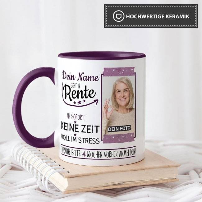 Tassendruck für Rentnerin - Geht in Rente - mit Foto und Name Letzte 3 Tage