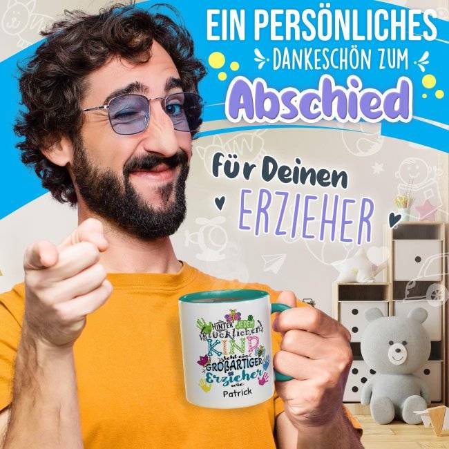 Tassendruck für Erzieher - Hinter jedem Kind - bunt - mit Name personalisierbar JETZT KAUFEN