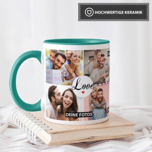 Tassendruck Fototasse - LOVE - zum selbst Gestalten mit 8 Fotos Nur noch ein Tag übrig