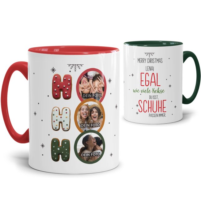 Tassendruck Weihnachtstasse mit Fotocollage - Egal wie viele Kekse du isst