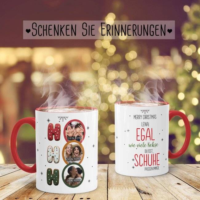 Tassendruck Weihnachtstasse mit Fotocollage - Egal wie viele Kekse du isst Riesige Rabatte