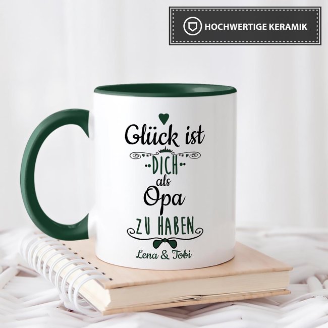 Tassendruck mit Namen und Foto - Glück ist, Dich zu haben - männlich Kostenloser Versand international