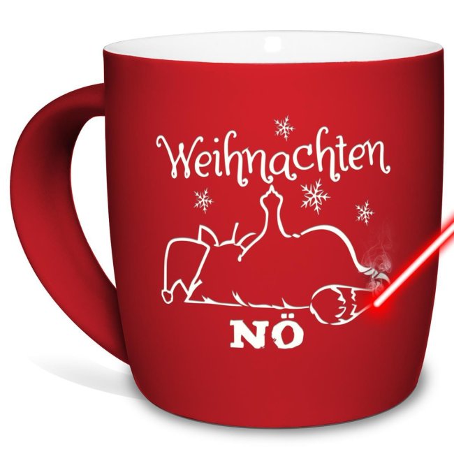 Tassendruck Gummierte - Nö-Katze zeigt Mittelfinger Weihnachten Online