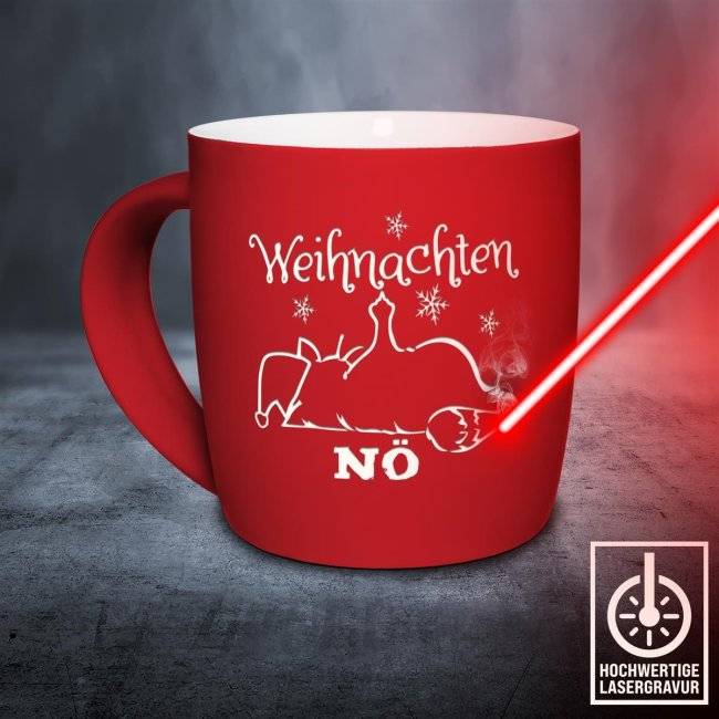 Tassendruck Gummierte - Nö-Katze zeigt Mittelfinger Weihnachten Online