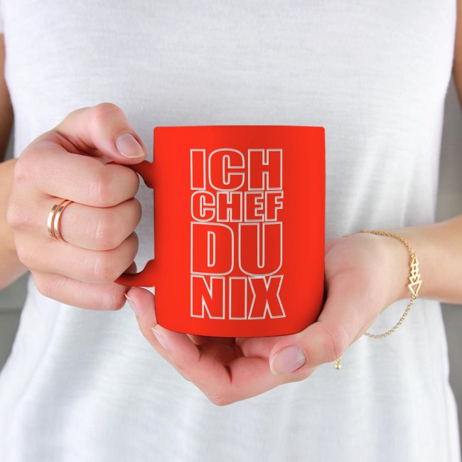 Tassendruck Neon mit Gravur - Ich Chef, du nix Hotsell
