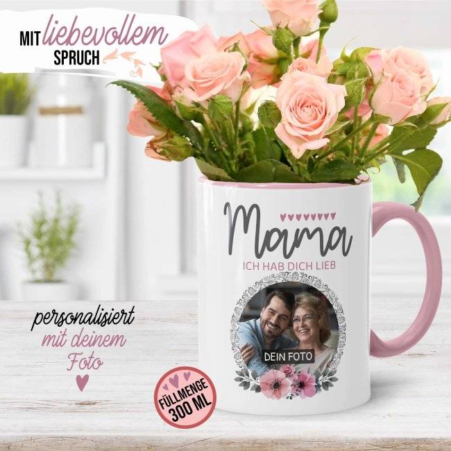 Tassendruck für Mama - Ich hab dich lieb - mit Foto selbst gestalten Kostenloser Versand
