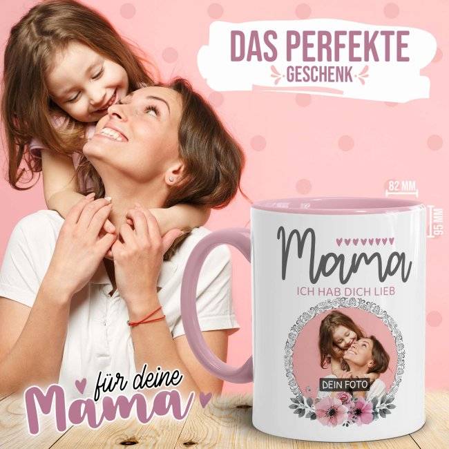 Tassendruck für Mama - Ich hab dich lieb - mit Foto selbst gestalten Kostenloser Versand