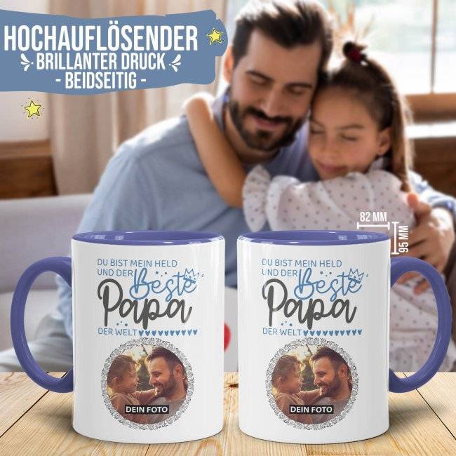 Tassendruck für Papa - Mein Held - mit Foto gestalten Fabrik Onlineshop