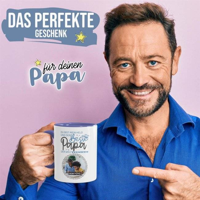 Tassendruck für Papa - Mein Held - mit Foto gestalten Fabrik Onlineshop
