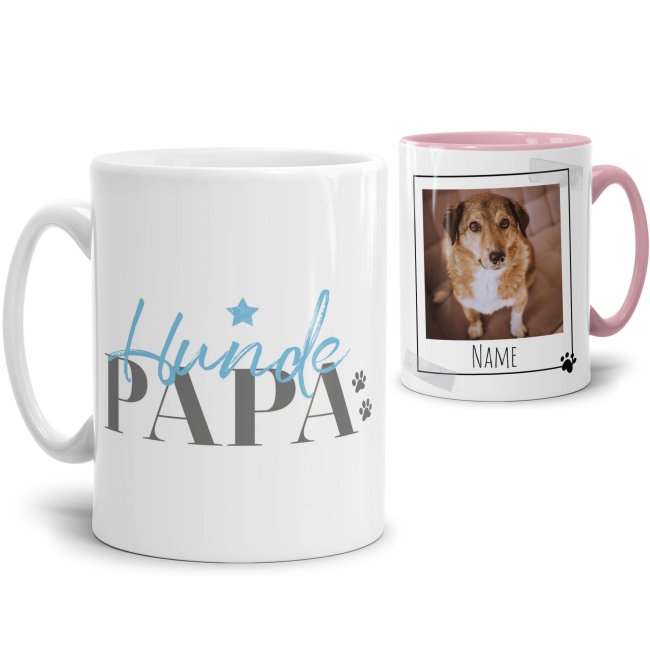 Tassendruck mit Spruch - Hundepapa - mit Foto & Name