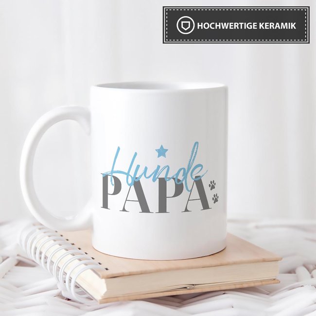 Tassendruck mit Spruch - Hundepapa - mit Foto & Name Rabatt