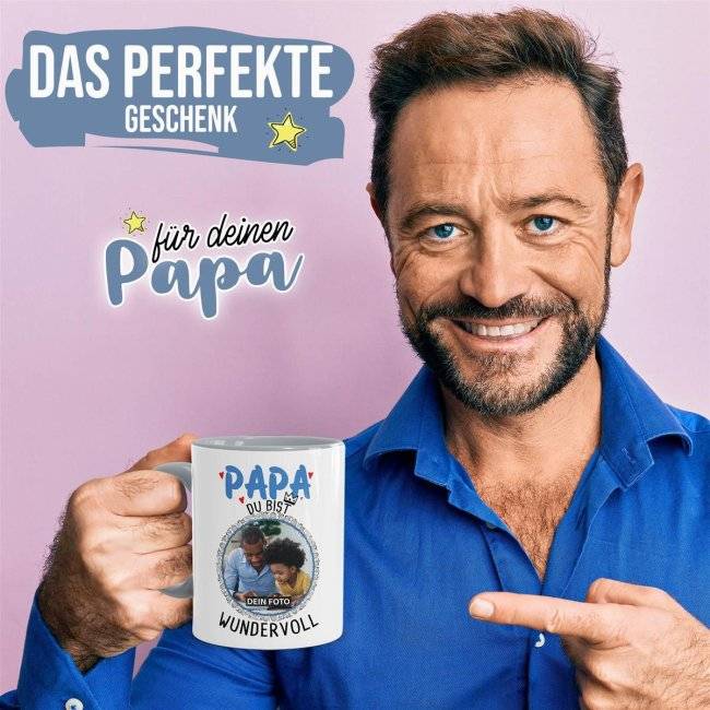 Tassendruck für Papa - Du bist wundervoll - mit Foto gestalten Exklusivangebot