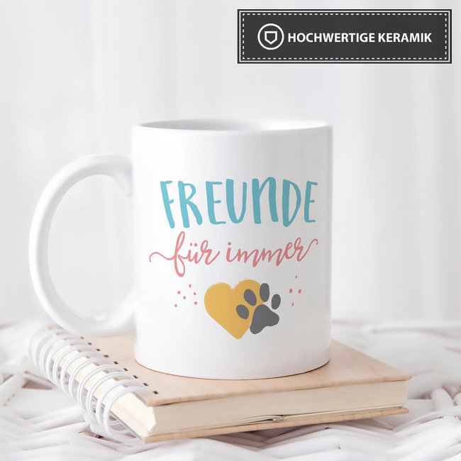 Tassendruck mit Spruch - Freunde für immer - mit Foto & Name Vatertagsangebot