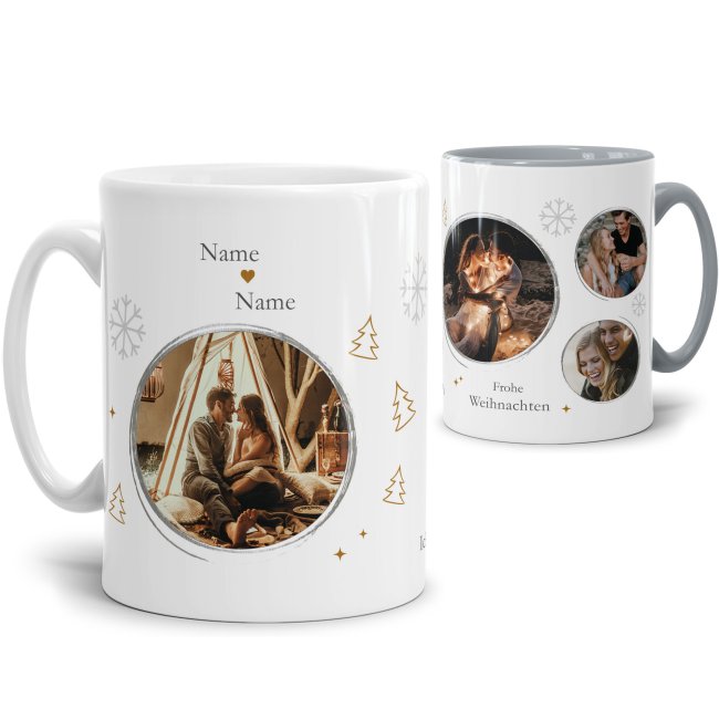 Tassendruck Weihnachtstasse mit Fotocollage, Namen und Wunschtext