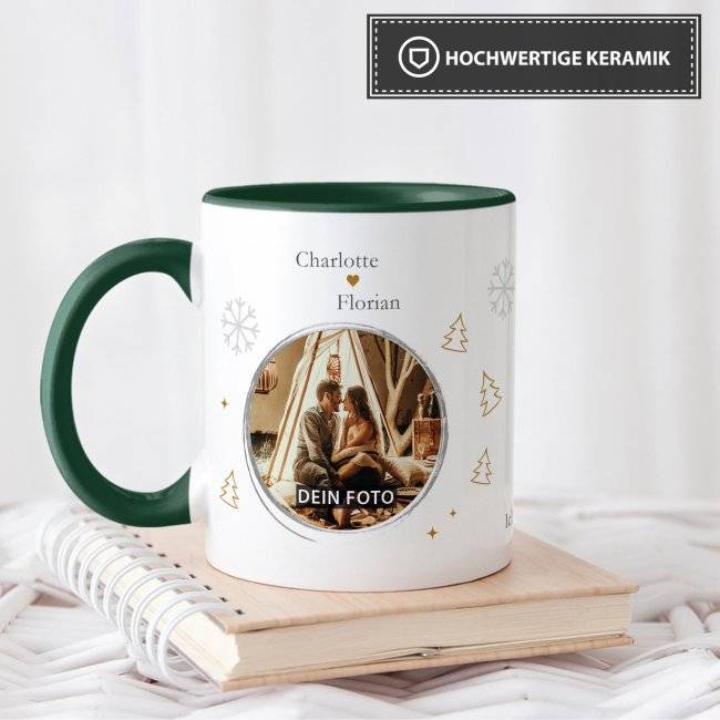 Tassendruck Weihnachtstasse mit Fotocollage, Namen und Wunschtext Jubiläumsangebot