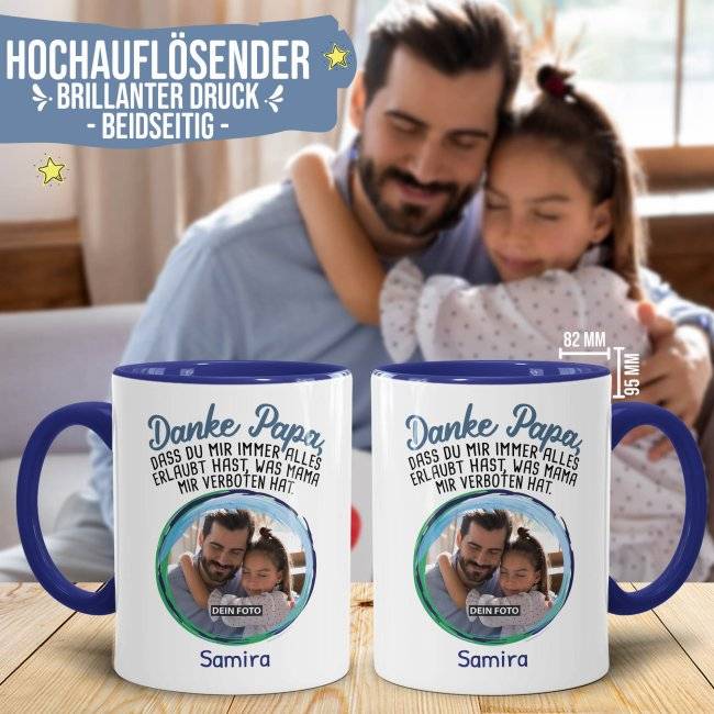 Tassendruck - Danke Papa - mit Name & Foto gestalten Zeitlich begrenztes Angebot